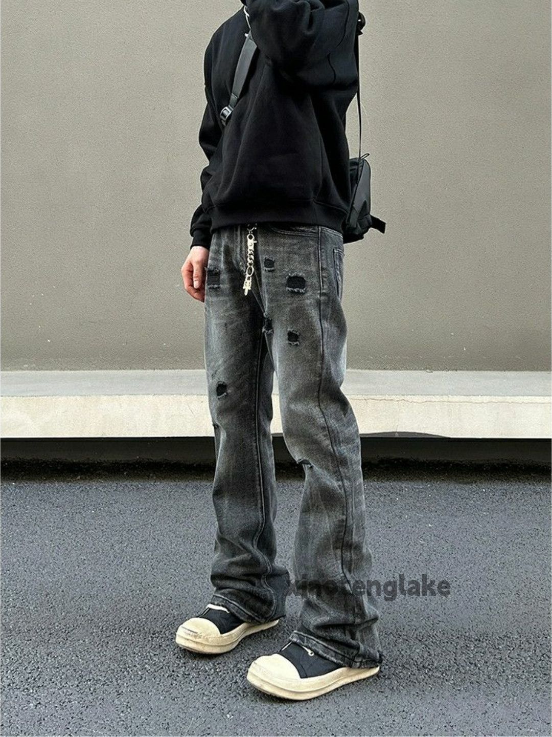 Jean × Vintage washed faded cleanfit yuppie damaged flared jeans Size US 32 / EU 48 - 2 Thumbnail