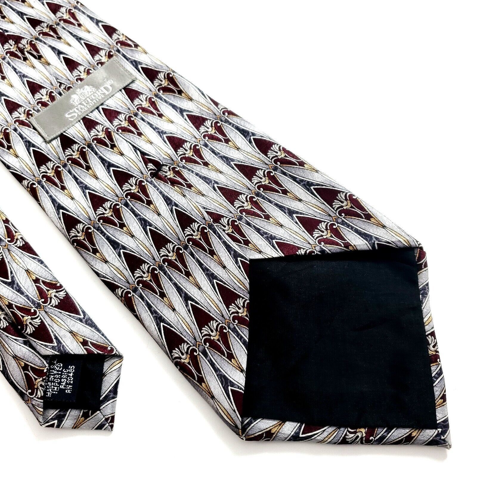 Stafford Stafford Executive Collection Gray Maroon Red Wide Silk Tie Size ONE SIZE - 5 Thumbnail