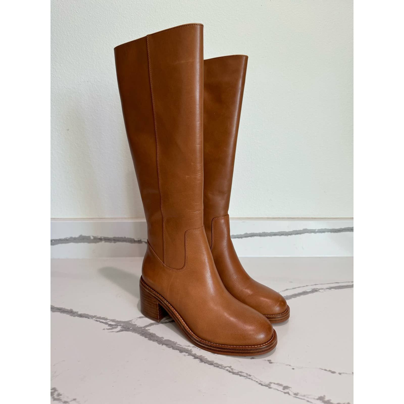 image of J Crew J. Crew Women Knee-High Heel Shoes Boots Leather Size 6 Onlineonly in Brown