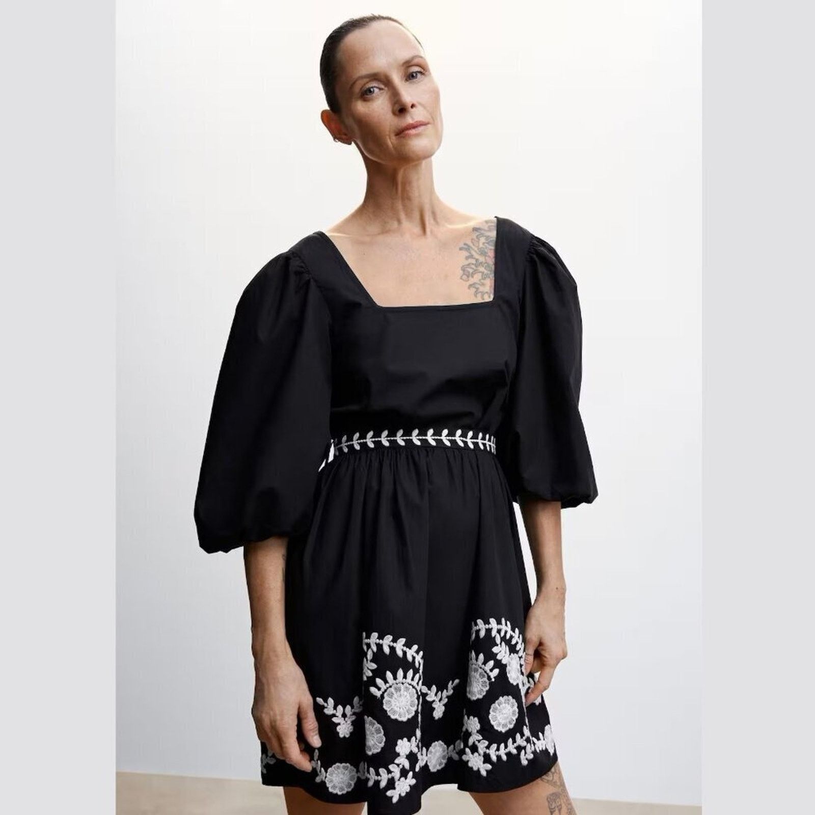Mango MANGO Puff Sleeve Cotton Dress NWT Size M / US 6-8 / IT 42-44 - 6 Thumbnail
