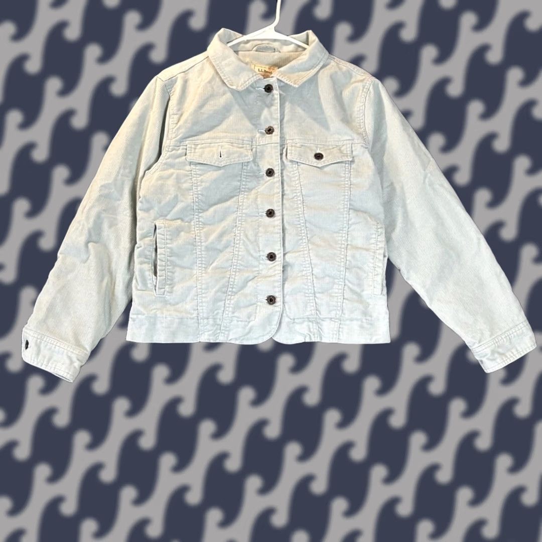 Vintage LL Bean Womens Petite Medium Corduroy Trucker Jacket Light Blue Cotton Size M / US 6-8 / IT 42-44 - 1 Thumbnail