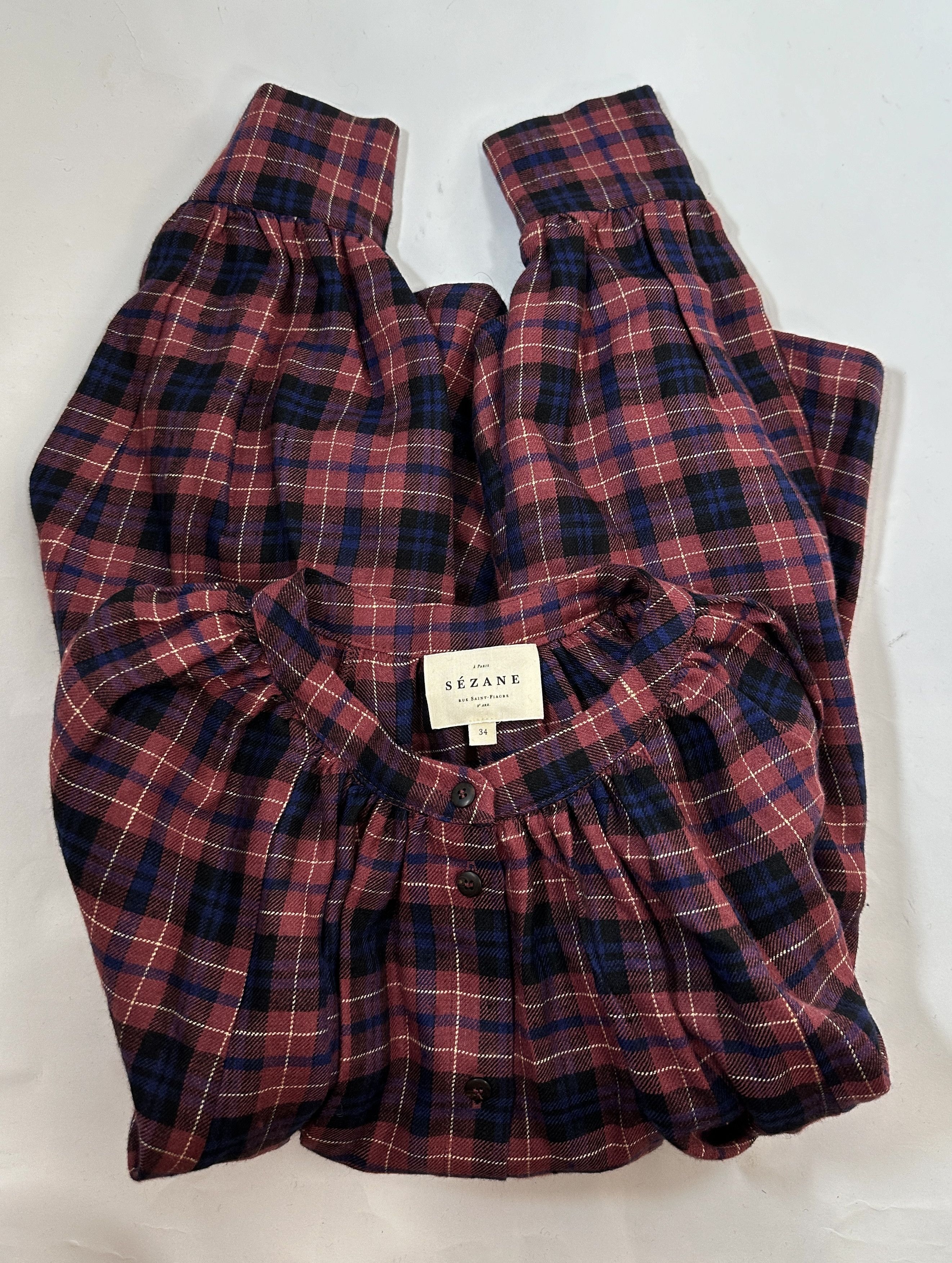 Sezane Lealys Shirt In Check Plaid Size XS / US 0-2 / IT 36-38 - 7 Thumbnail