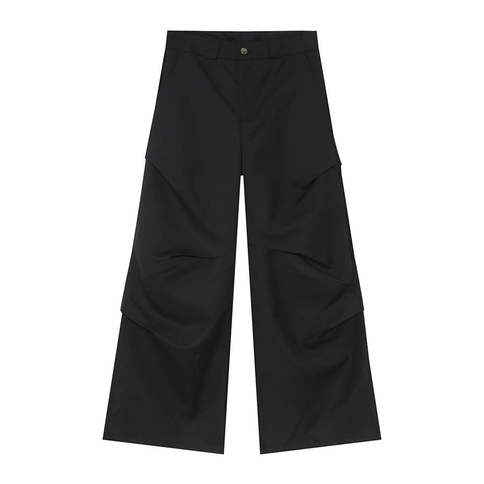 Japanese Brand Black Wide Leg Cargo Pants, Loose Fit Men's Trousers Size US 32 / EU 48 - 5 Thumbnail