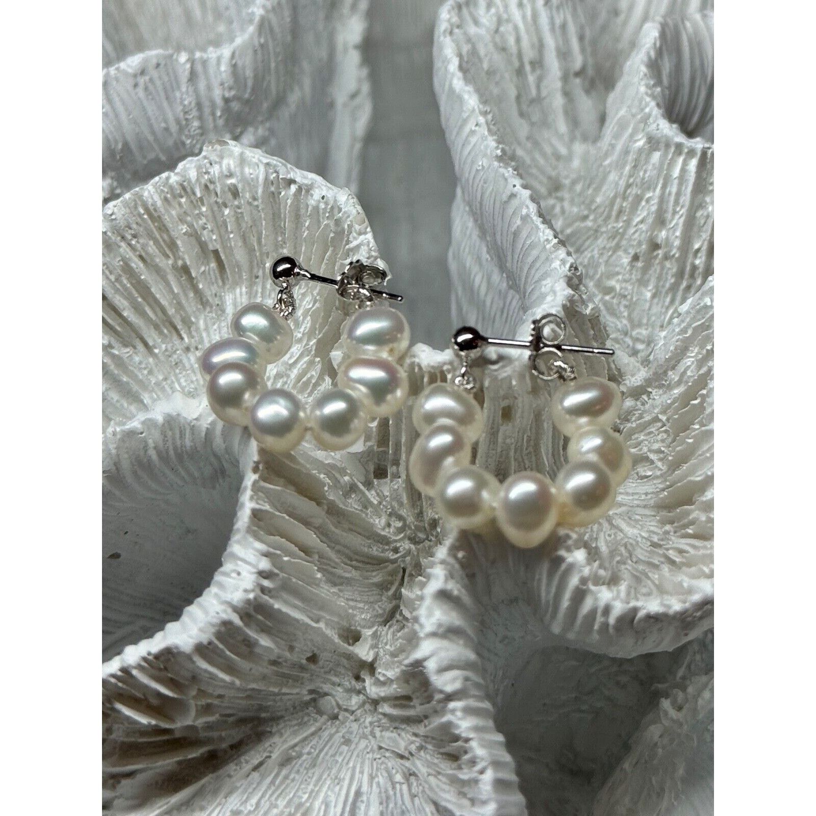 Jewelry 925 STERLING SILVER FRESH WATER PEARL EARRINGS LENGTH 0.8 In Size ONE SIZE - 6 Thumbnail
