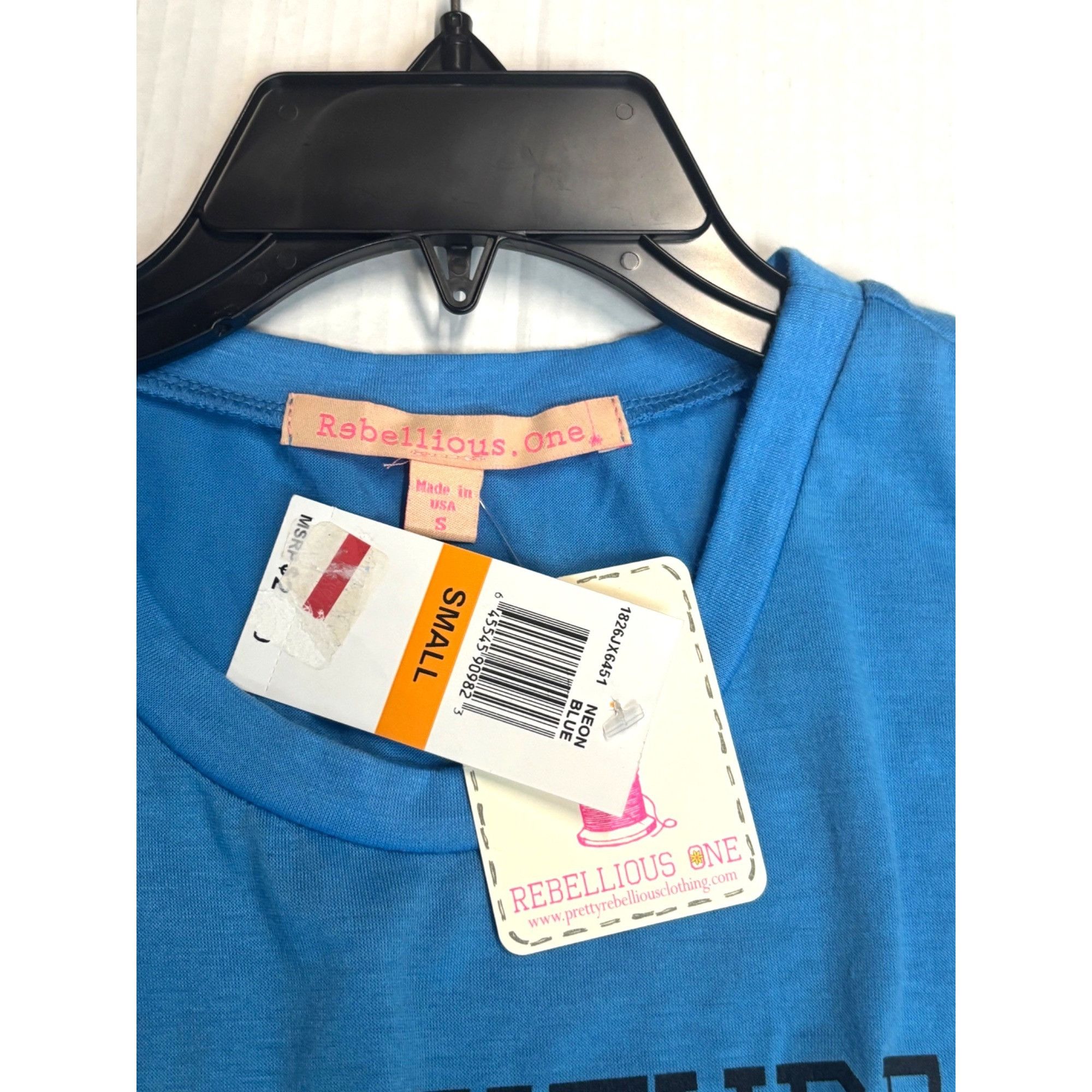Other Rebellious One Junior’s High-Low Graphic Tank Top, Neon Blue Size S / US 4 / IT 40 - 8 Thumbnail