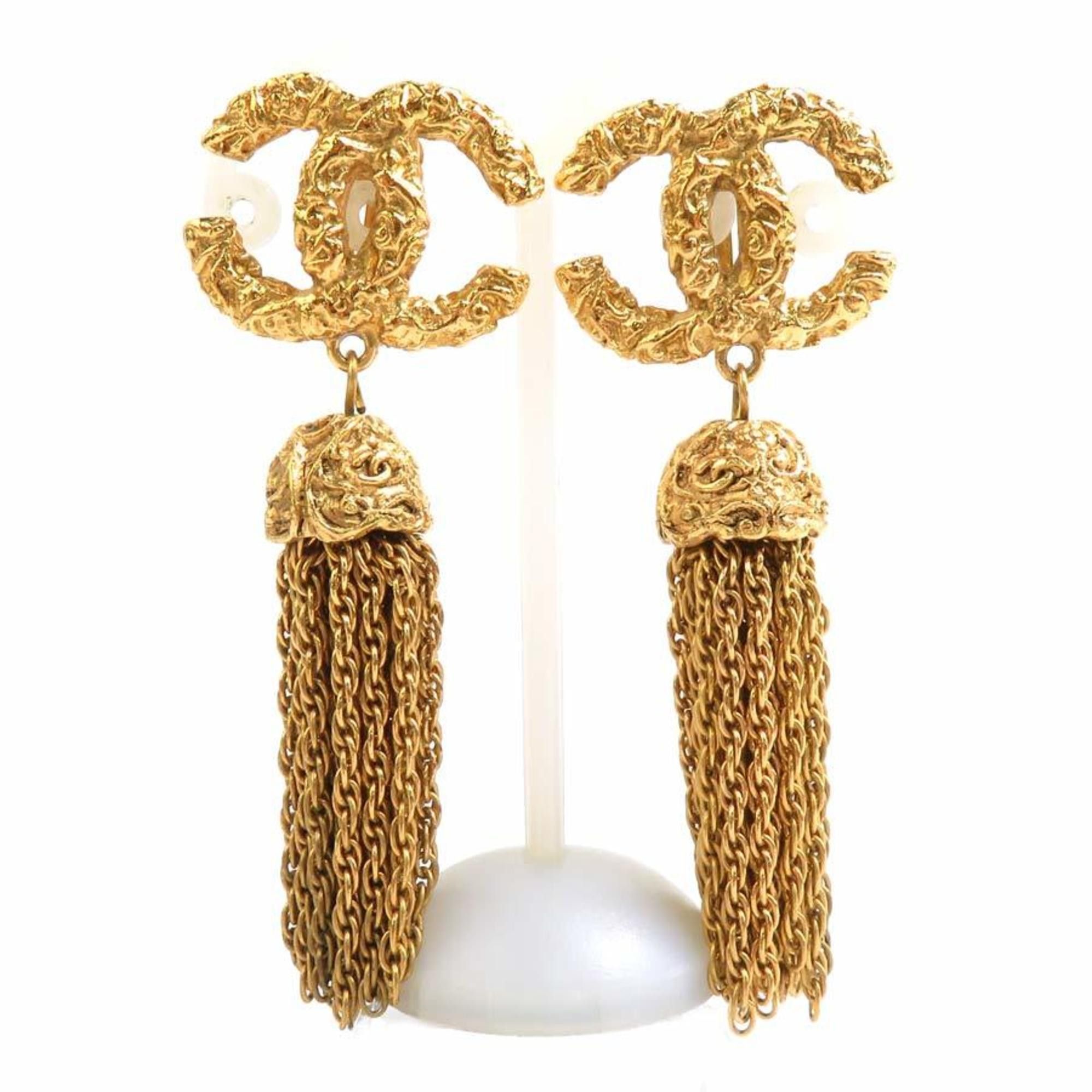 Chanel CHANEL Coco Mark Tassel Metal Gold Earrings for Women e60644 Size ONE SIZE - 1 Thumbnail