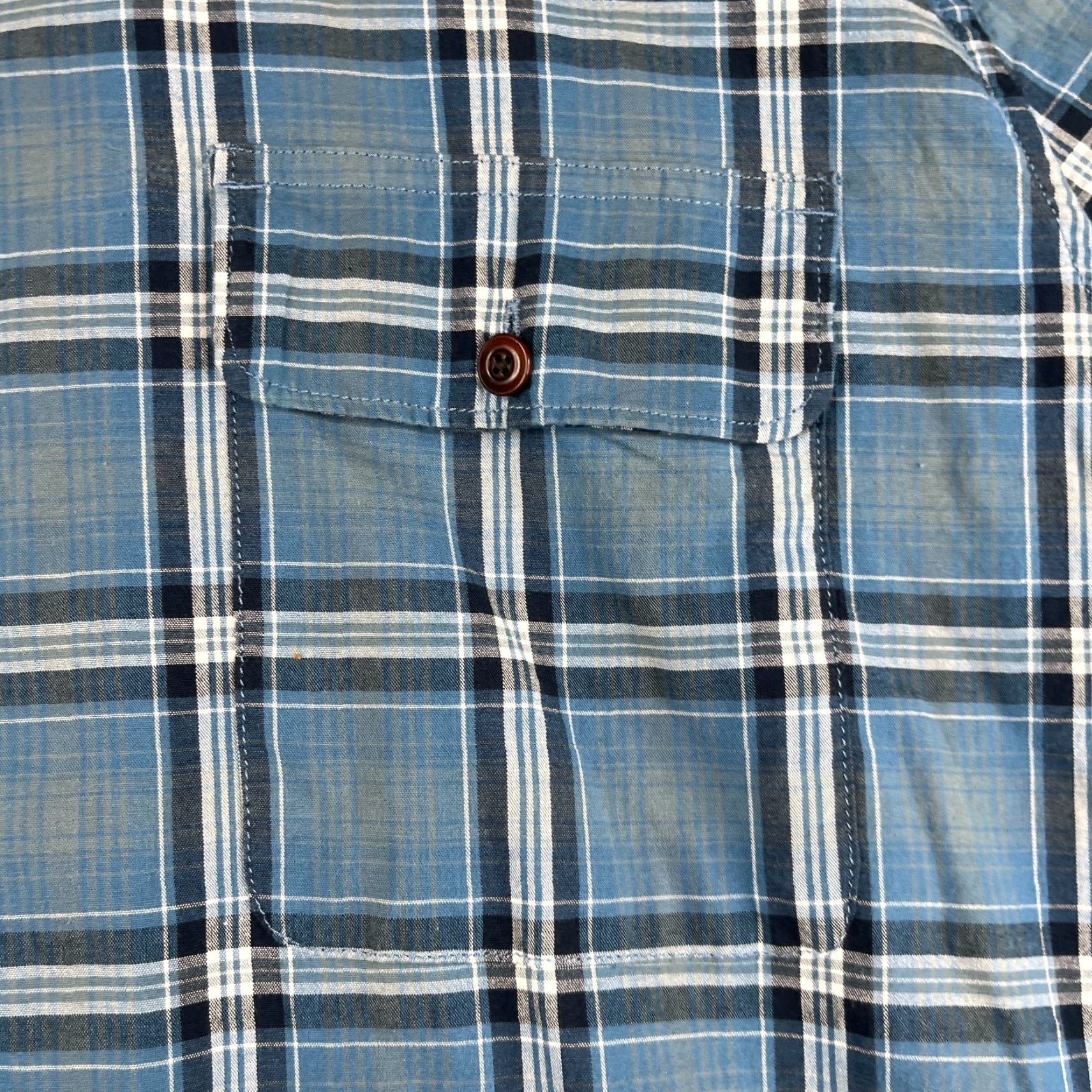 Lucky Brand Lucky Brand Shirt Button-Up Long Sleeve Mens XL Blue Plaid Pockets Untucked Fit Size US XL / EU 56 / 4 - 3 Thumbnail