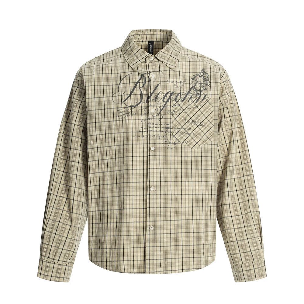 Vintage Men's retro graffiti loose plaid long-sleeved shirt Size US M / EU 48-50 / 2 - 1 Thumbnail