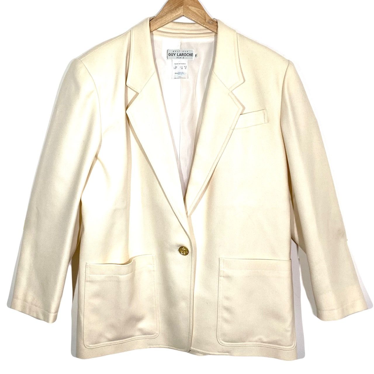 Guy Laroche Veste Blazer Laine Crème Vintage Guy Laroche Boutique Paris Size M / US 6-8 / IT 42-44 - 1 Thumbnail