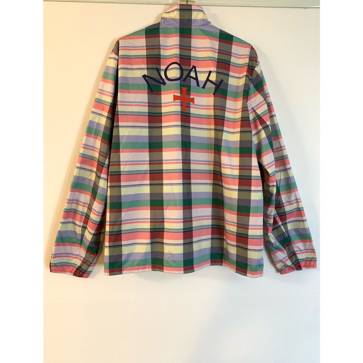 image of Adidas Logo Plaid Tech Track Jacket, Men's (Size Large)