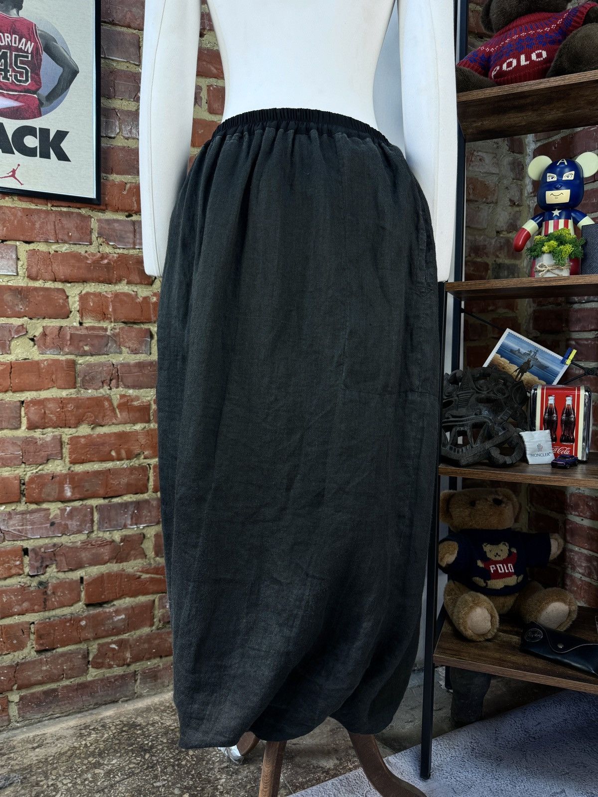 Designer × Vintage CHRISTA DE CAROUGE Avant Garde Vintage Linen Skirt Pockets Size 34" / US 12 / IT 48 - 11 Thumbnail