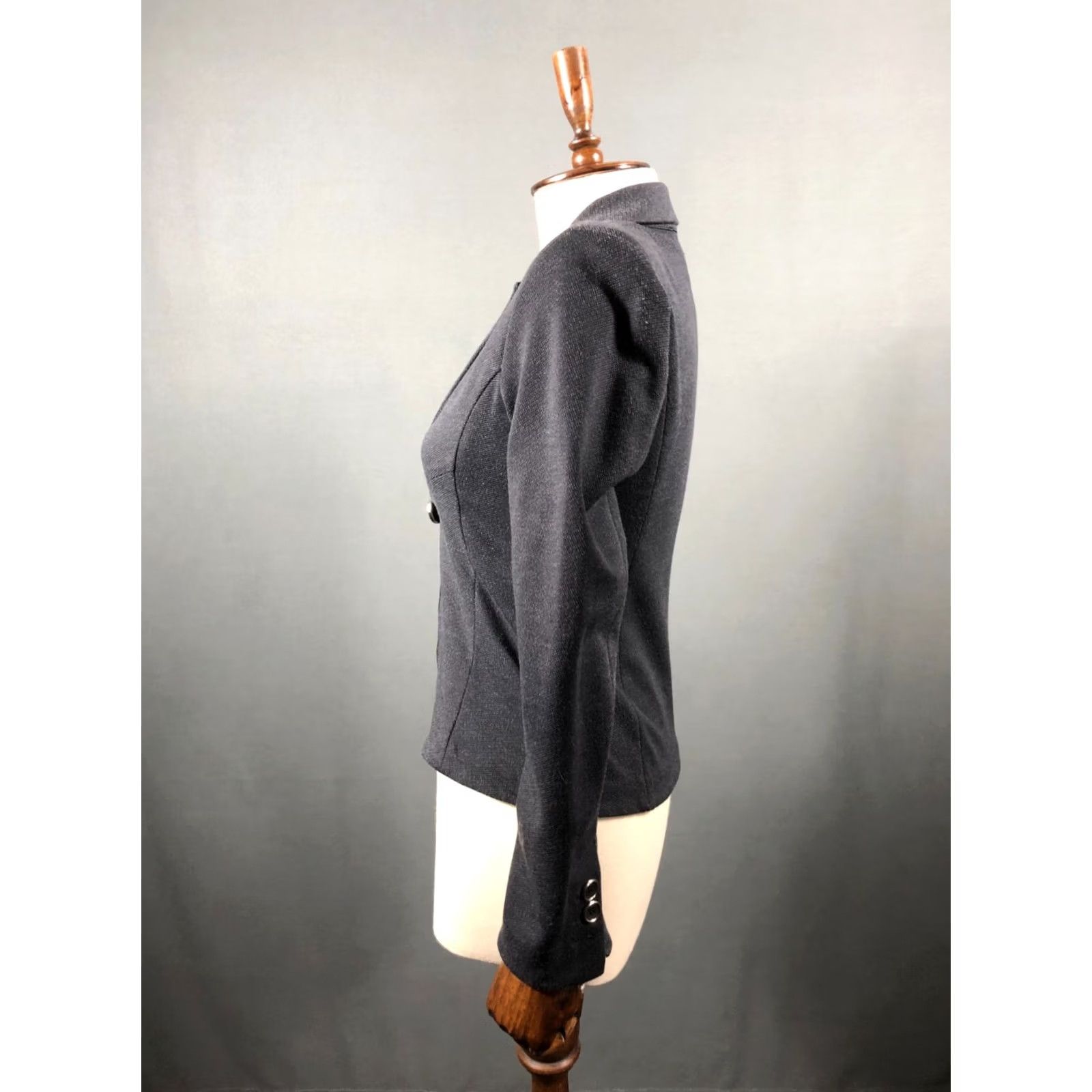 Vintage Armani Jeans Blazer Jacket Women M Gray Viscose Short Single-Breasted 3 Button Cuffs Solid Classic Coat Size 32" / US 10 / IT 46 - 2 Thumbnail