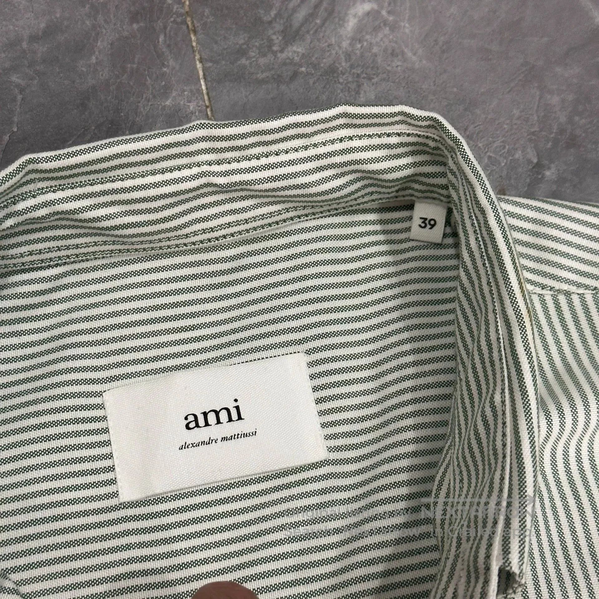 AMI Green Striped Long Sleeve Shirt. Size US XL / EU 56 / 4 - 3 Thumbnail
