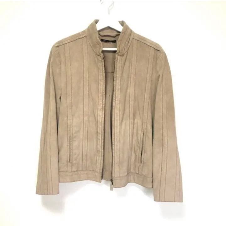 Gucci GUCCI Suede Leather Single Rider Jacket Beige 48 Size US M / EU 48-50 / 2 - 8 Thumbnail