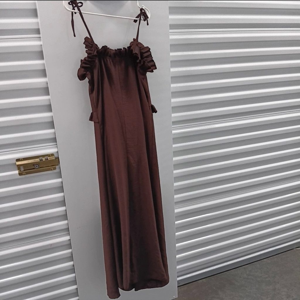 Shein NWOT Shein Tie Shoulder Knot Front Ruffle Trim Maxi Dress Size M / US 6-8 / IT 42-44 - 6 Thumbnail