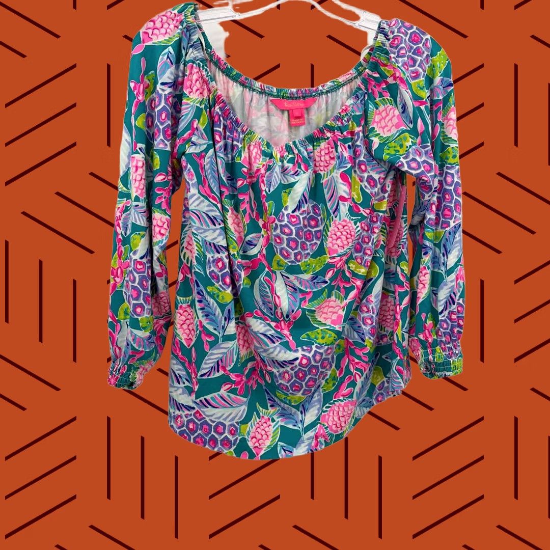 Lilly Pulitzer Lilly Pulitzer Blue Size Small Long Sleeve Blouse Size S / US 4 / IT 40 - 1 Thumbnail