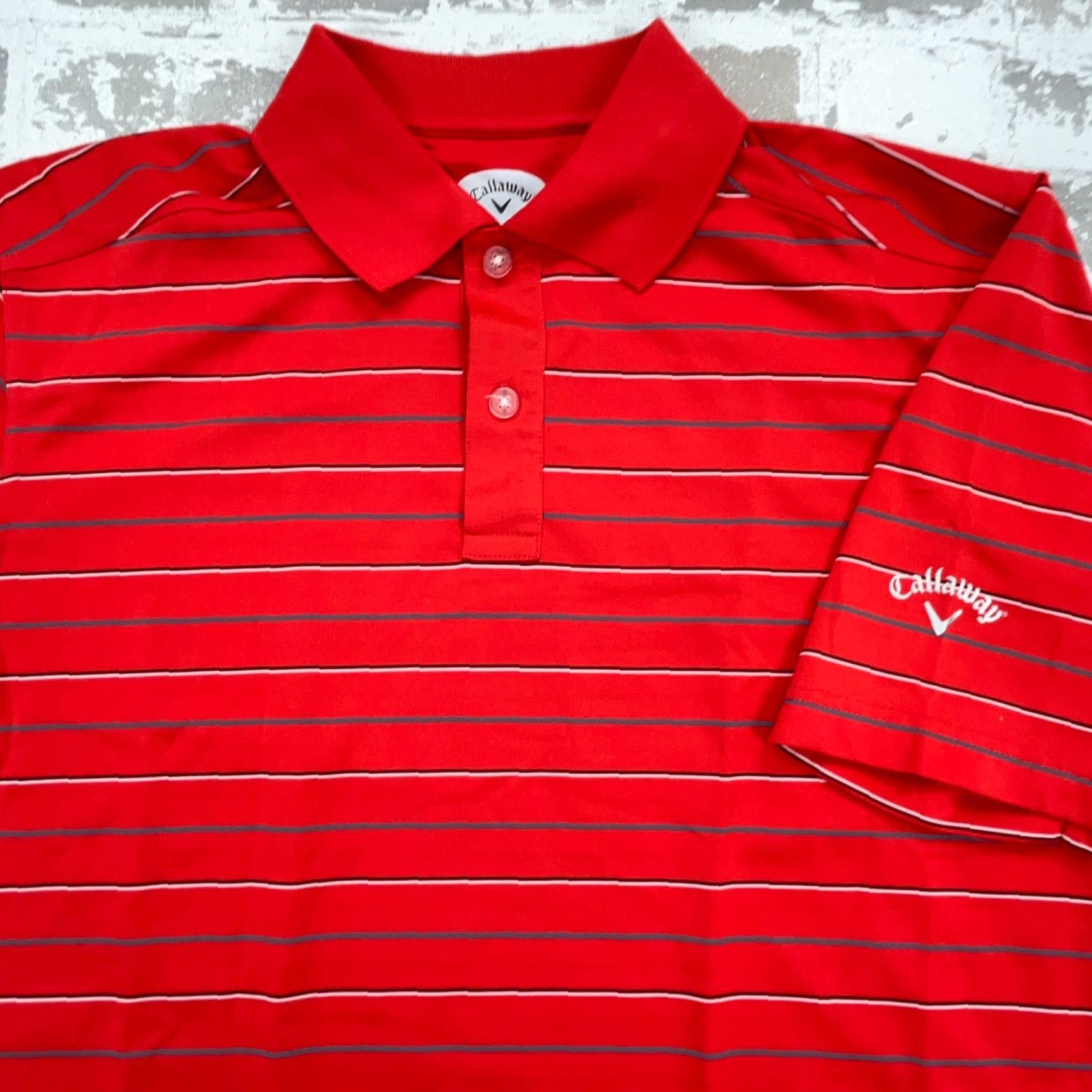 Callaway Callaway Polo Shirt Men M Red Striped Performance Golf Tennis Wicking Shirt Logo, Regular Fit, Short Sleeve, 100% Polyester, Casual Activewear Size US M / EU 48-50 / 2 - 2 Thumbnail