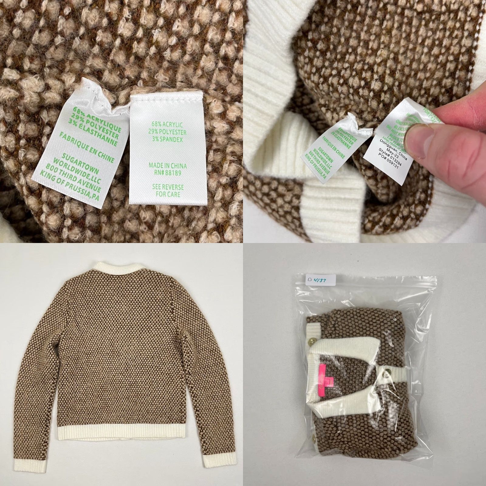 Lilly Pulitzer Lilly Pulitzer Cardigan Sweater Womens Small Brown Tweed Stretch Work Chic Prep Cardigan Knit Crew Neck 3/4 Sleeve Lightweight Pockets Regular Size S / US 4 / IT 40 - 8 Thumbnail