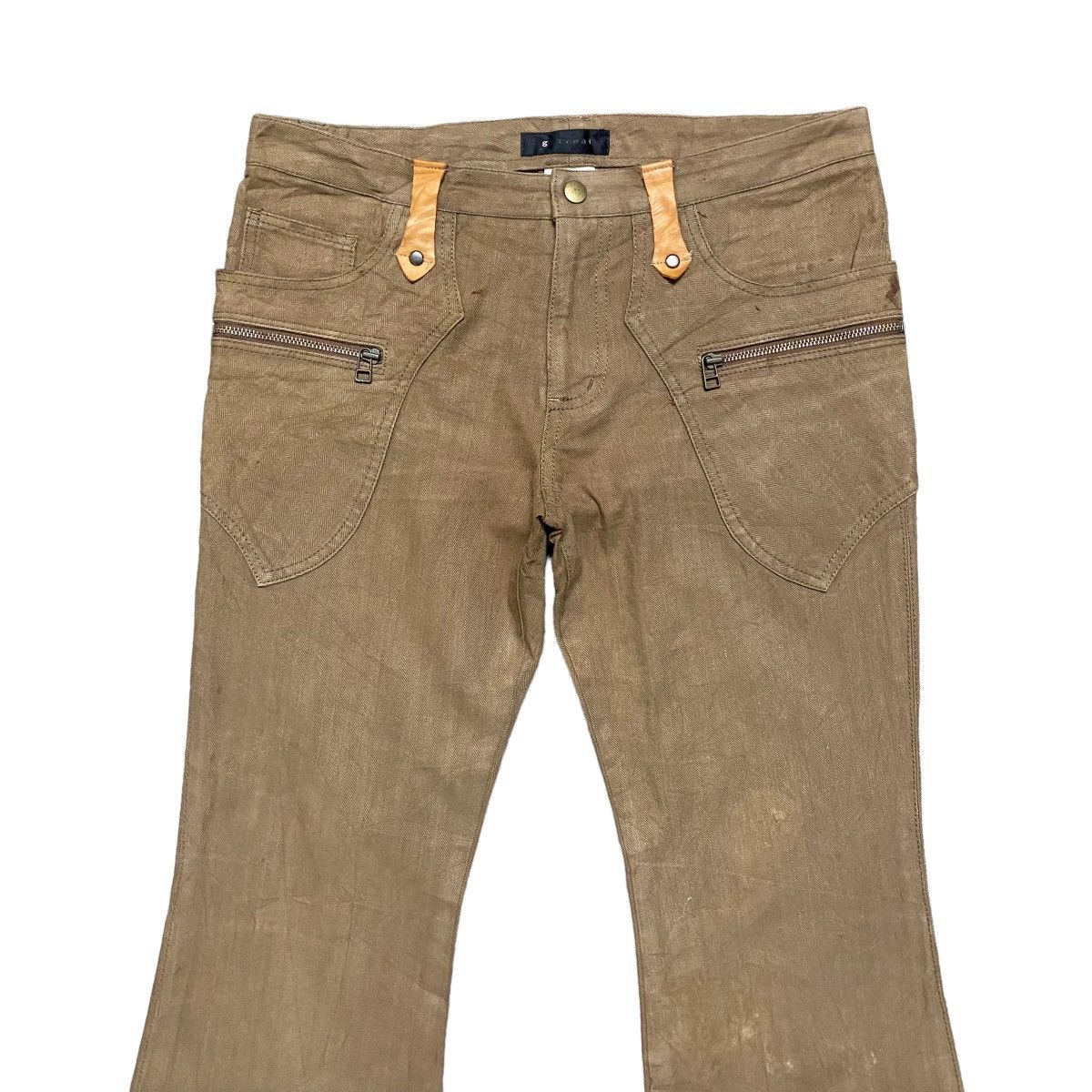 Japanese Brand Japanese Brand Gtreat Leather Trimmed Cargo Flare Pants Size 30" / US 8 / IT 44 - 3 Thumbnail