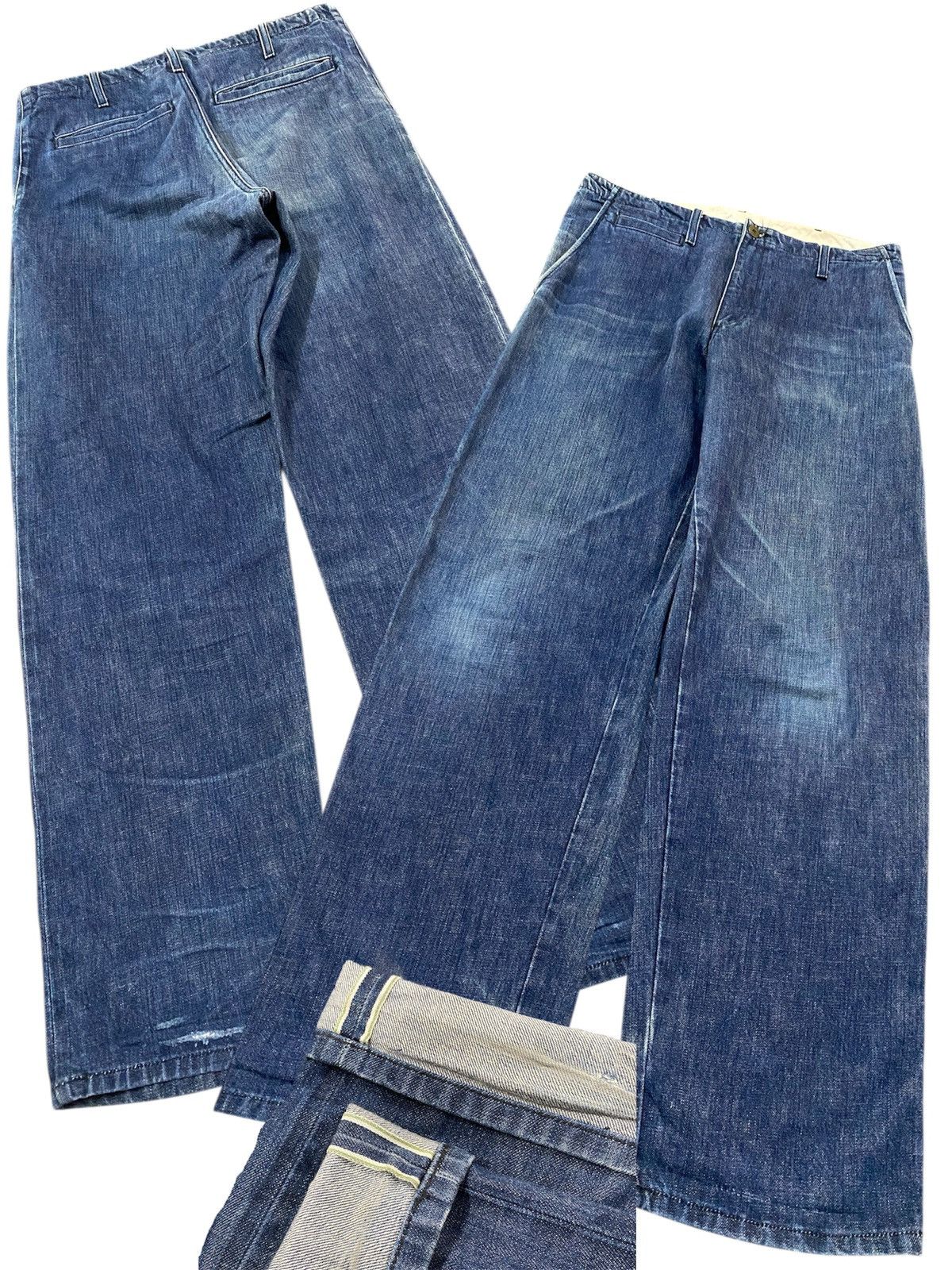 Jean × Vintage Baggy Jeans Selvedge by Cone Denim @203 Size US 32 / EU 48 - 1 Thumbnail