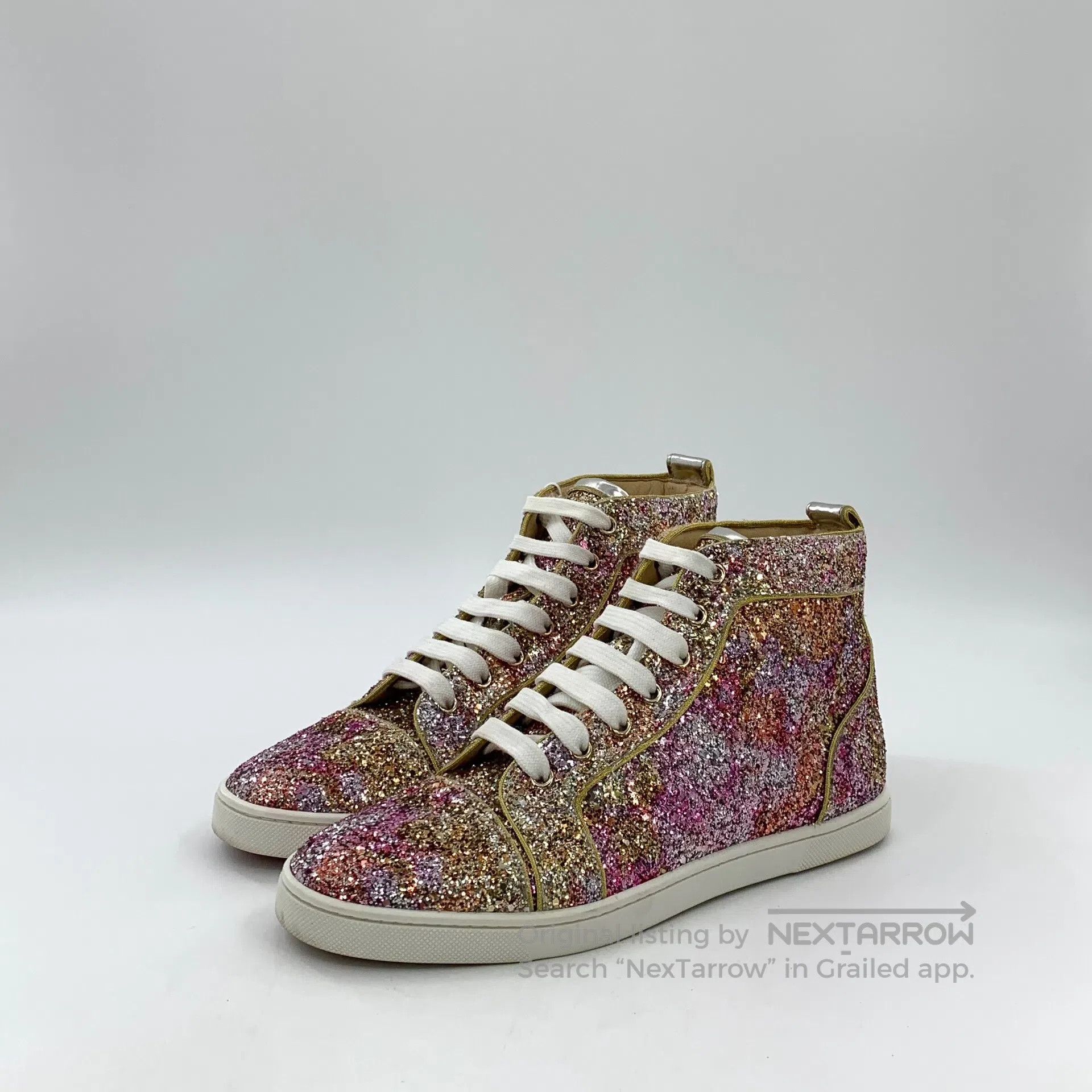 Christian Louboutin Christian Louboutin Pinkish-purple glitter sequin lace cas Size US 6.5 / EU 39-40 - 1 Thumbnail