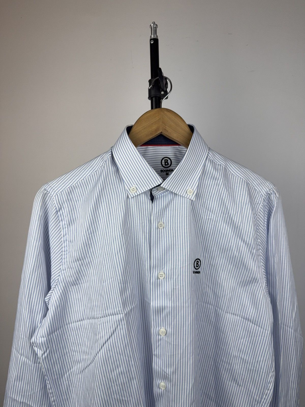 Bogner Luxury Bogner Striped Button Down Cotton Shirt Blue White Size US M / EU 48-50 / 2 - 2 Thumbnail