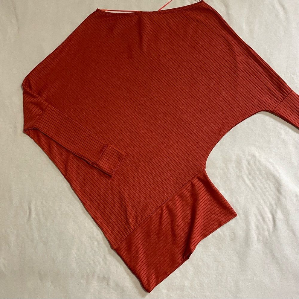 Other NWT New Parisian Asymmetrical Long Sleeve Orange Top Made i Size S / US 4 / IT 40 - 6 Thumbnail