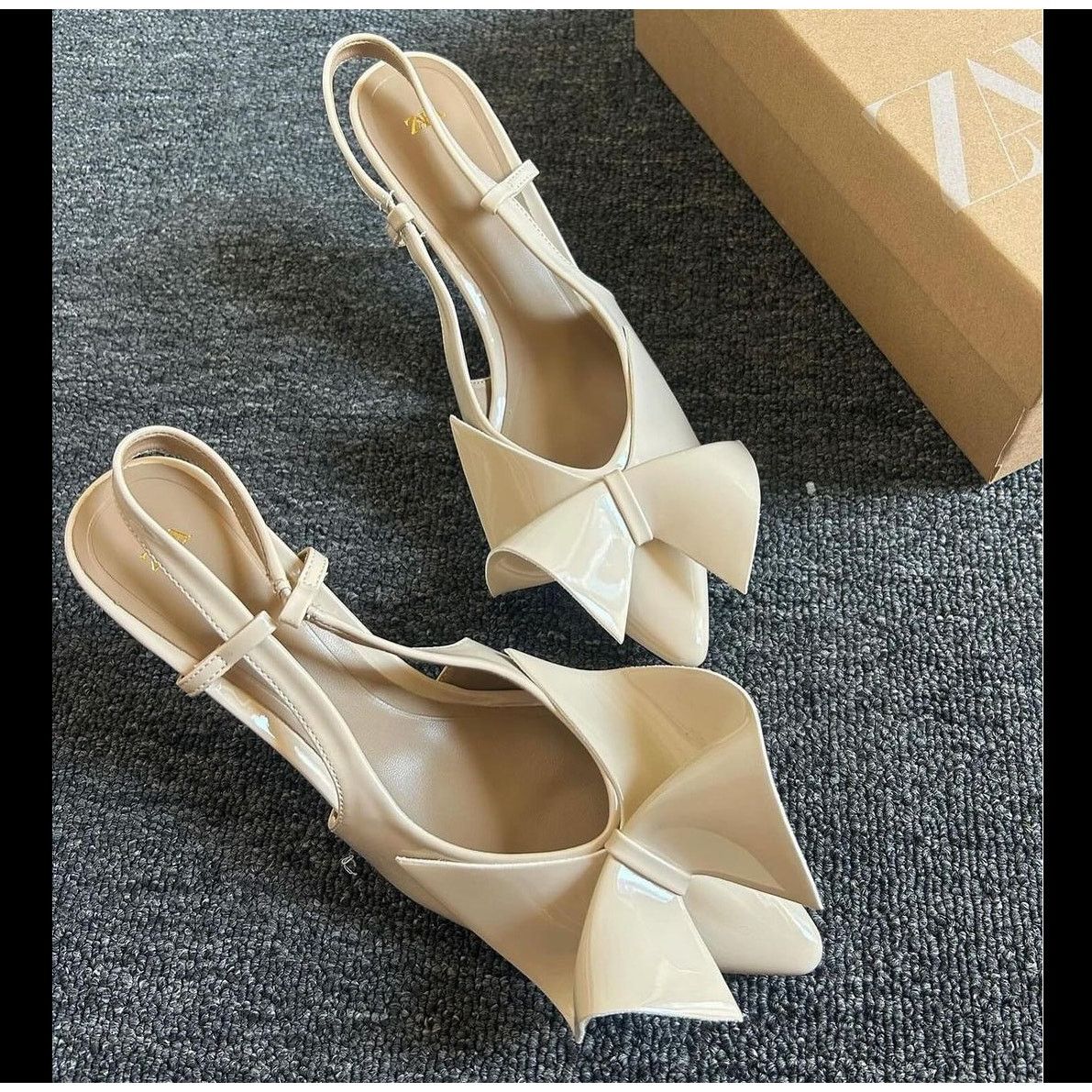 Zara ZARA Faux Patent Leather Slingbacks Size US 7.5 / IT 37.5 - 2 Thumbnail