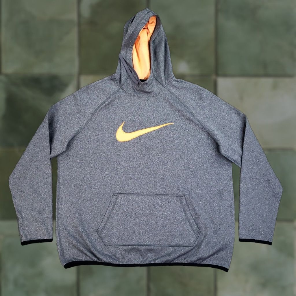 Nike Nike Hoodie Men XL Gray Orange Dri Fit Pullover Hooded Long Sleeve Center Swoosh Size US XL / EU 56 / 4 - 1 Thumbnail