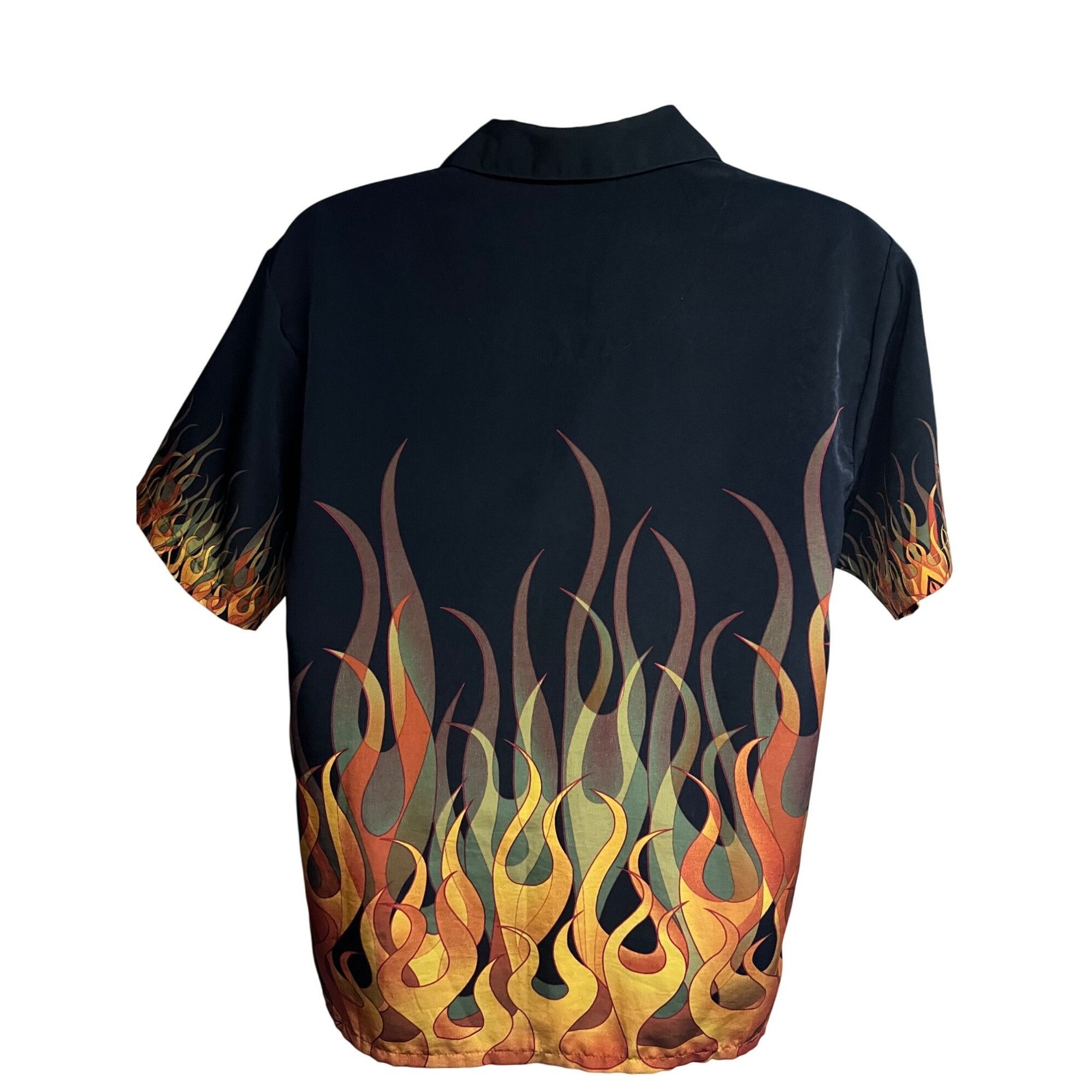 Dragonfly Dragonfly Mens Black Vintage Flames Retro Rockabilly Button Size US S / EU 44-46 / 1 - 2 Thumbnail