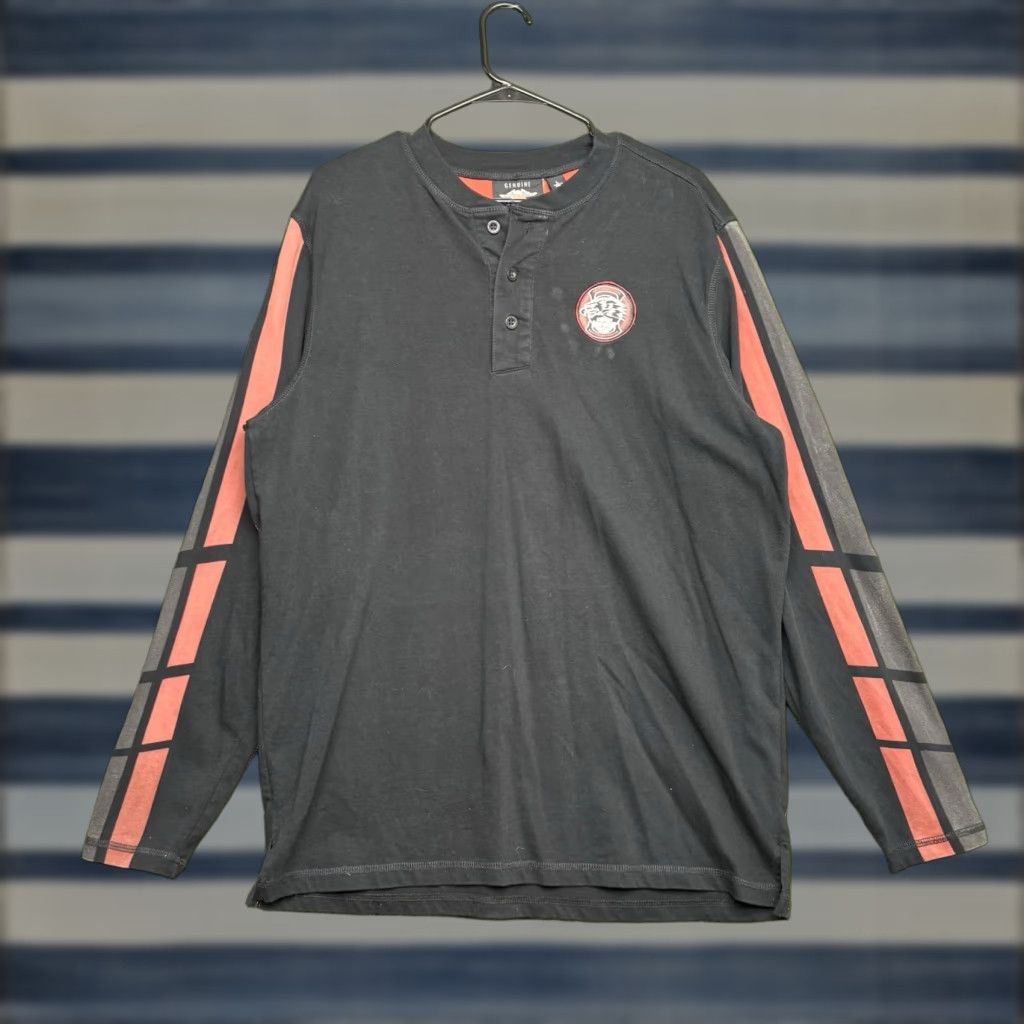 Harley Davidson VINTAGE Harley-Davidson Shirt Mens Large Long Sleeve Henley Riding 2000s Y2K Black Graphic Print Cotton Knit Logo Size US L / EU 52-54 / 3 - 1 Thumbnail