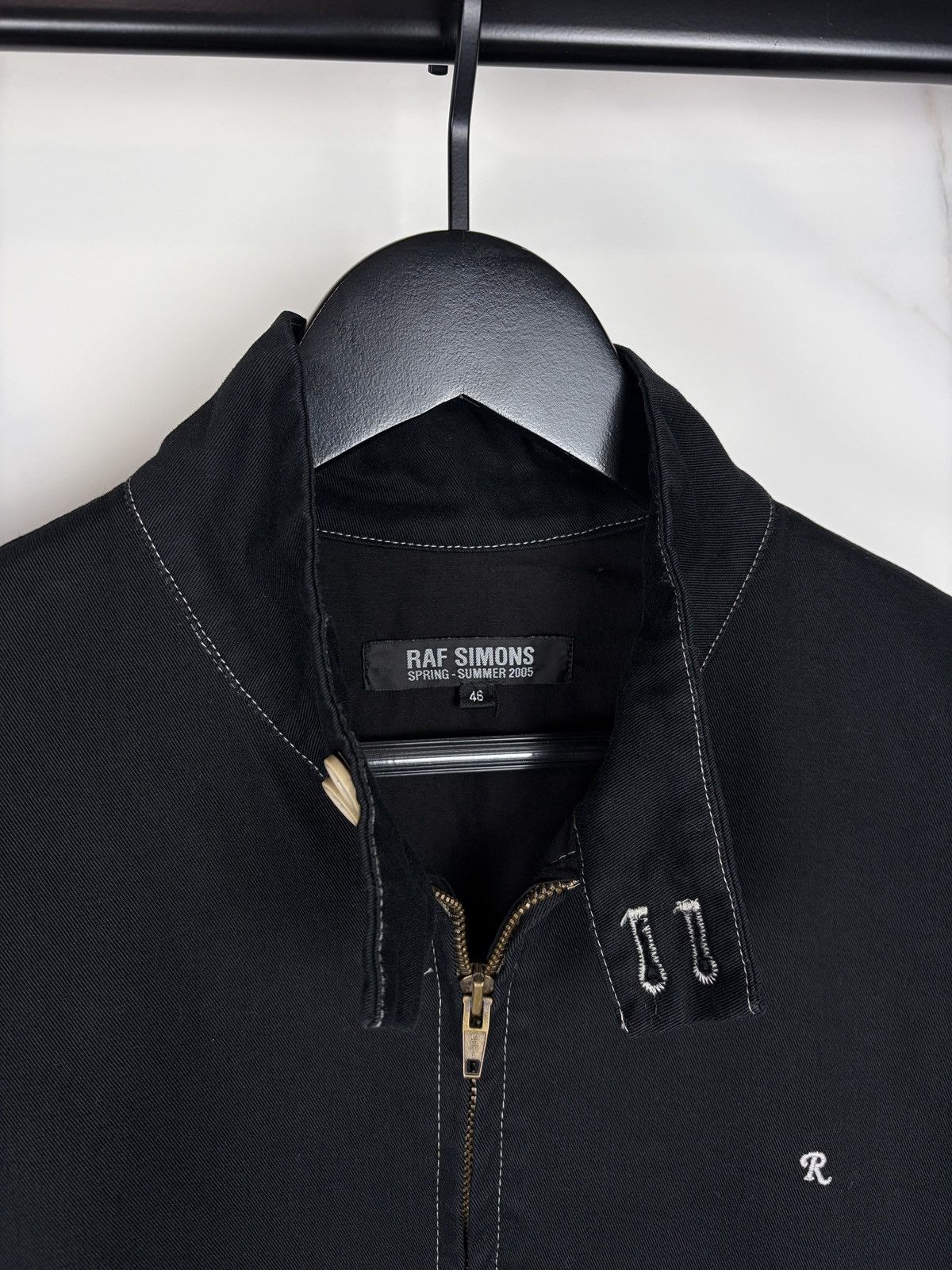 Raf Simons SS05 Raf Simons Overdyed Embroidered R Zip Up Jacket Black Size US S / EU 44-46 / 1 - 3 Thumbnail