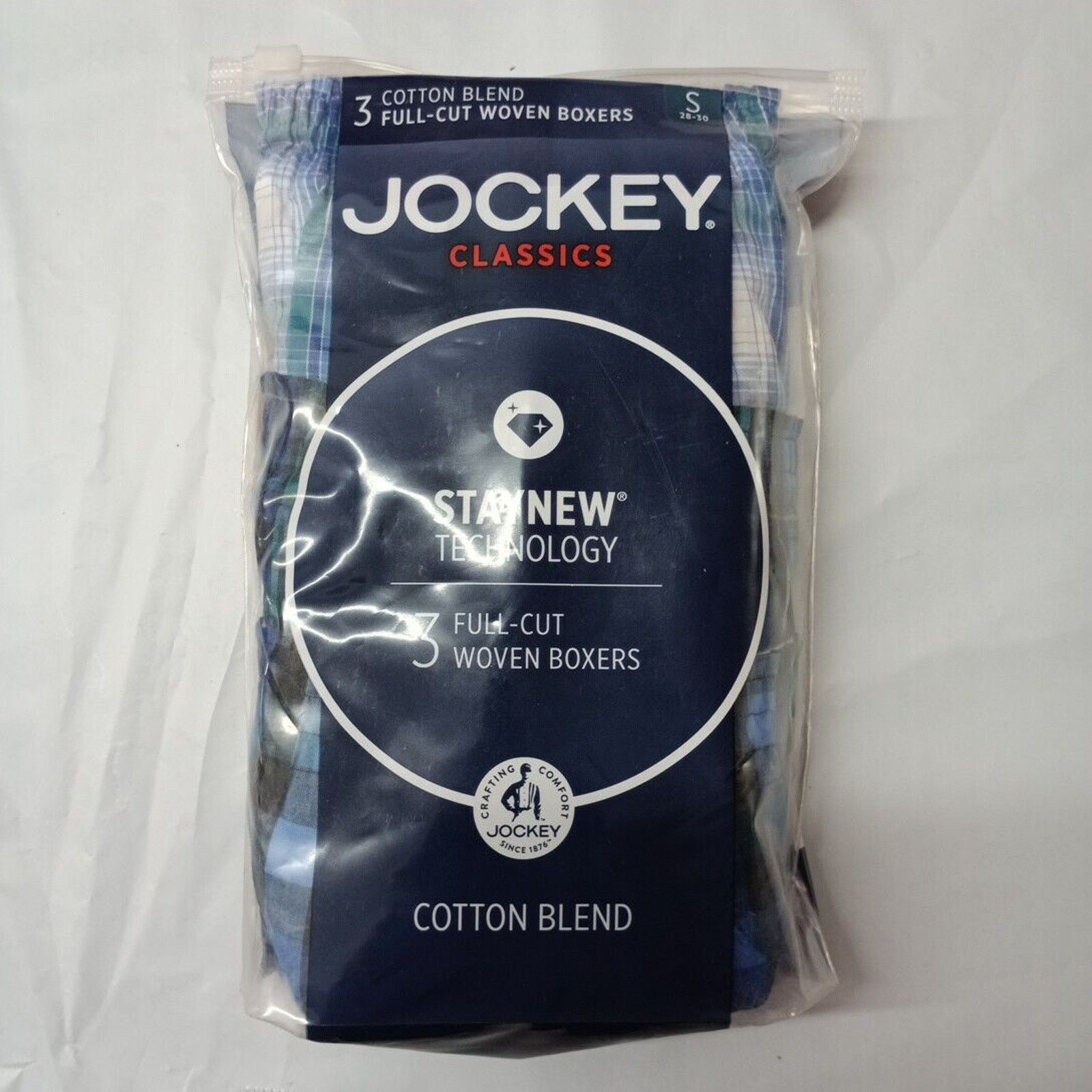 Jockey Jockey Classics Woven Boxers 3 Pack Men's S 28-30 Blue Plaid Size 28 - 1 Thumbnail