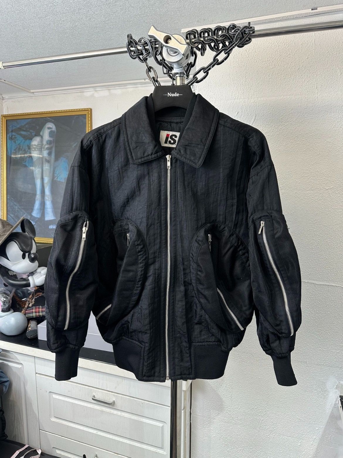image of Issey Miyake 80's Zipper Bomber in Black, Men's (Size Medium)