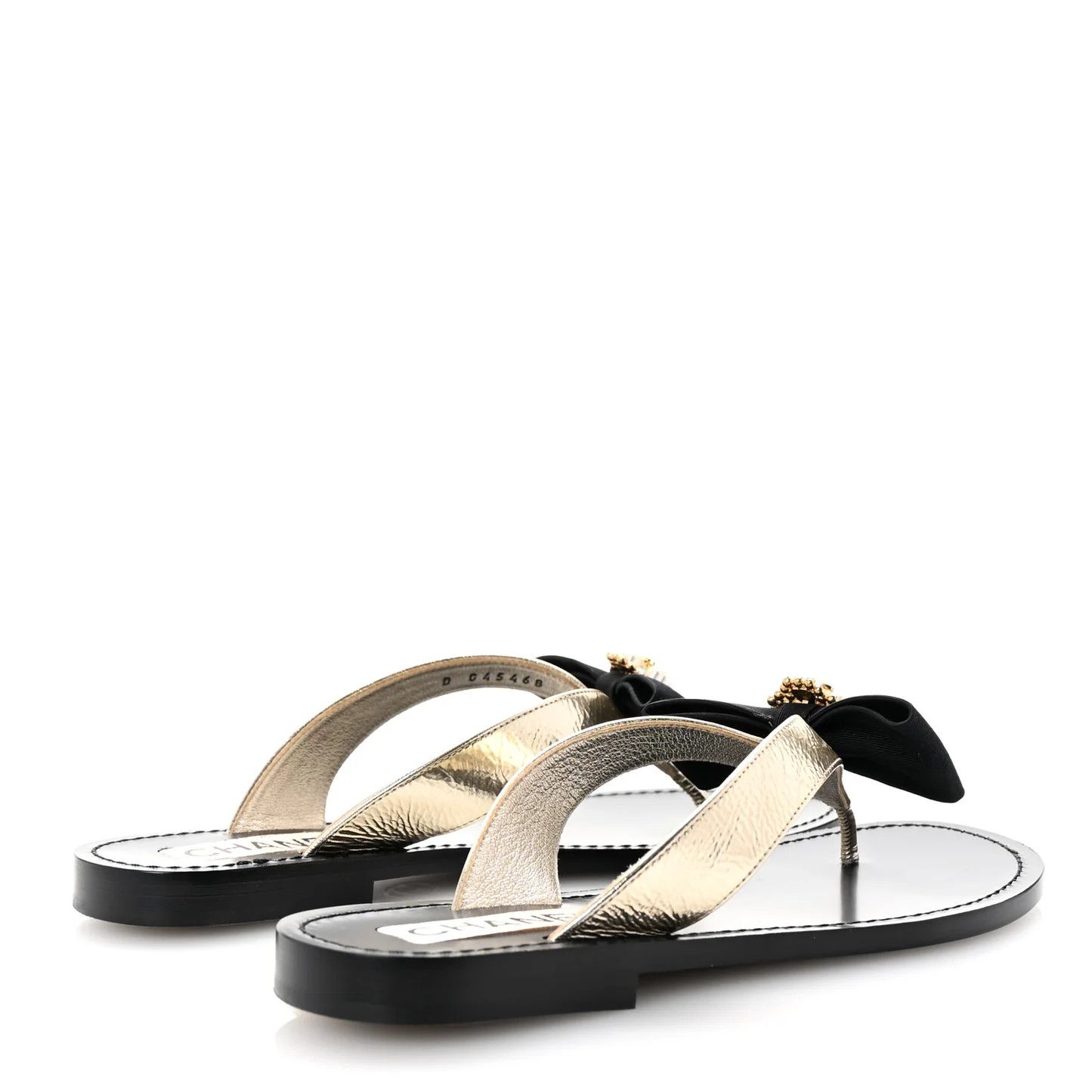 Chanel os11x0126 Metallic Laminated Thong Sandals in Gold Size US 7 / IT 37 - 4 Thumbnail