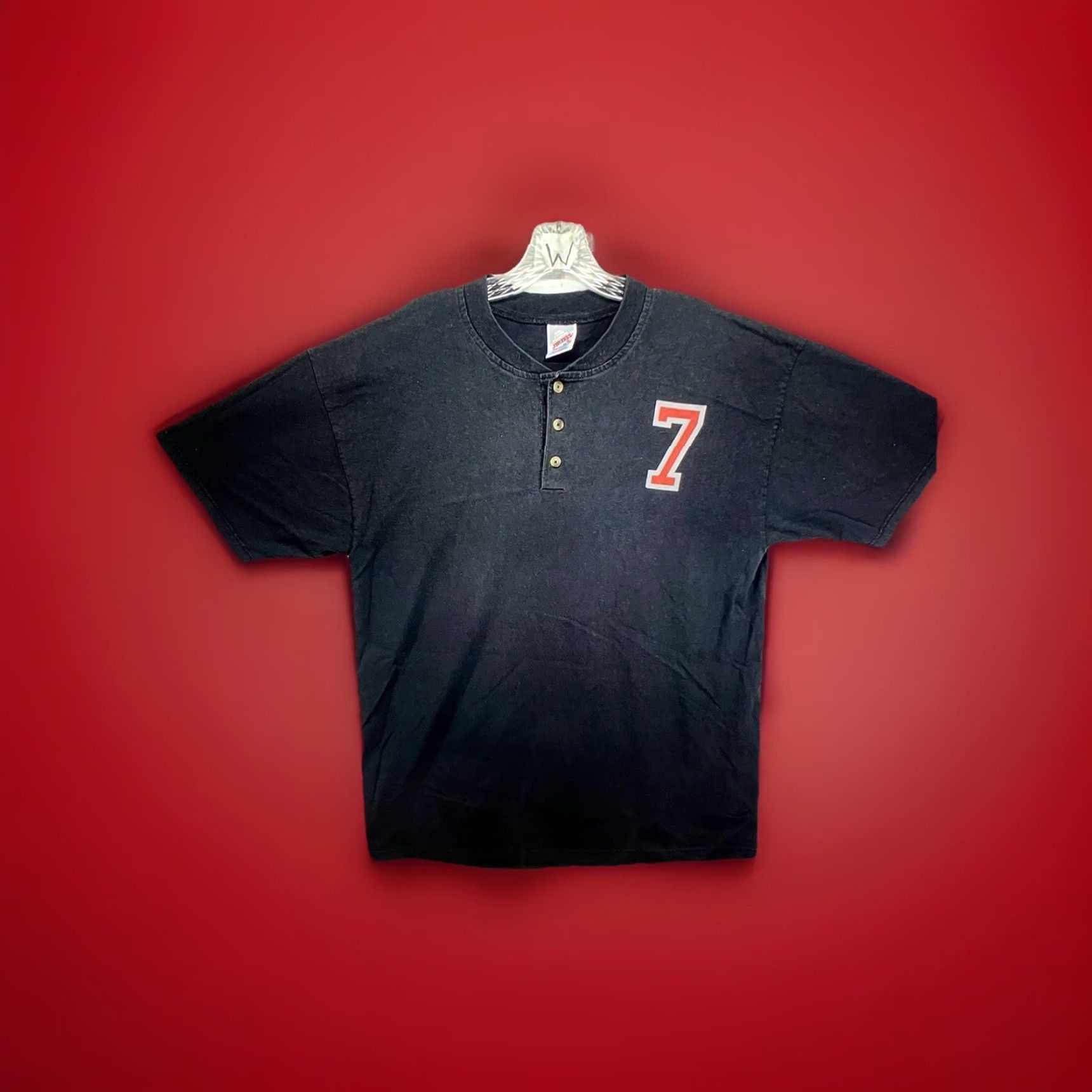 Jerzees Vintage JERZEES Men's XL Henley T-Shirt Black 90s Sports Grunge USA Retro Vintage Size US XL / EU 56 / 4 - 2 Thumbnail