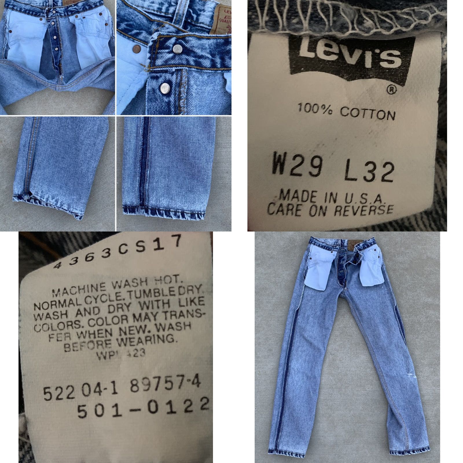 Levi's VINTAGE Levi’s 501 Jeans Button Fly Jeans Men Regular 29W 32L Blue Denim Cotton See Pics 501 Vintage Levi’s 90s? Size US 29 - 9 Thumbnail