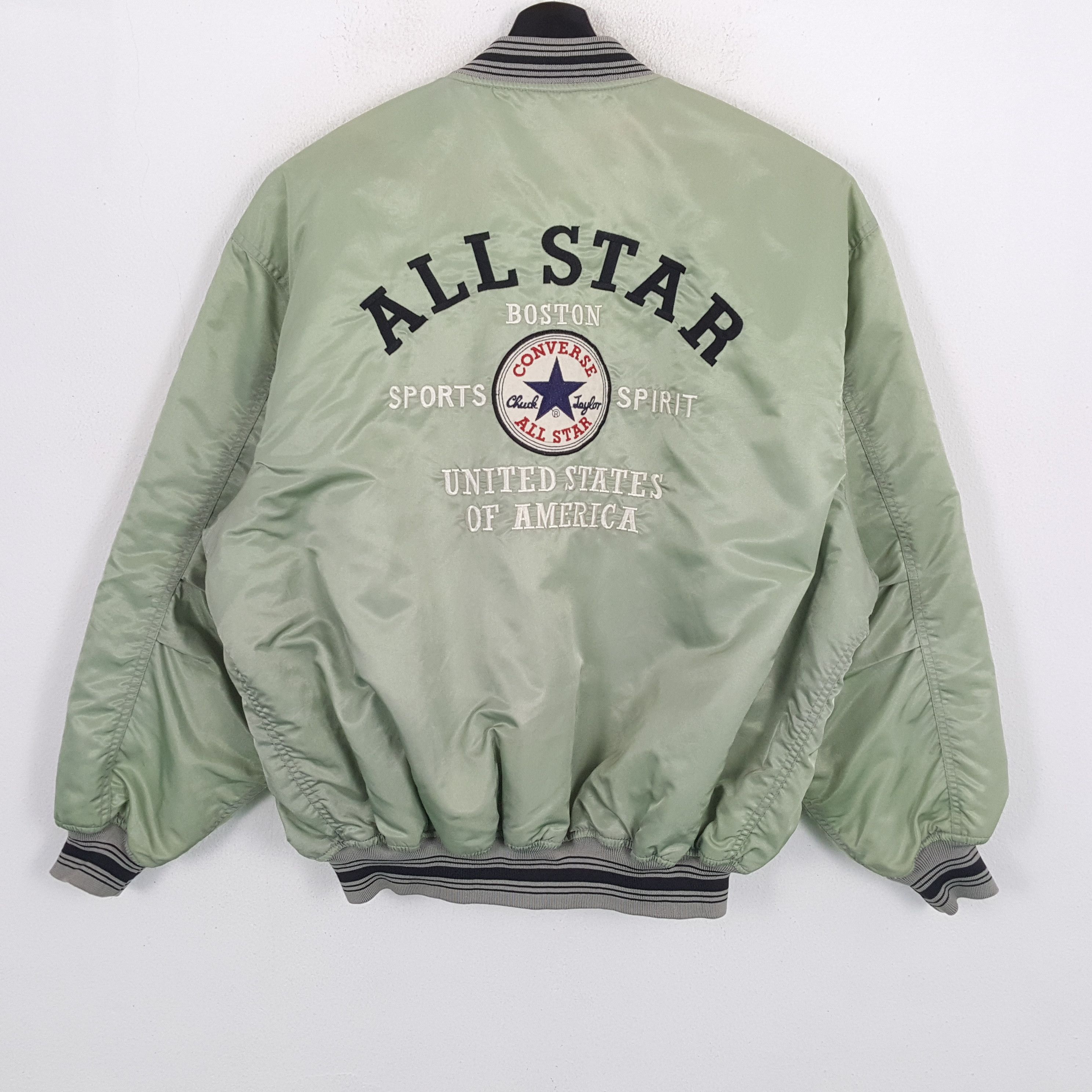 image of Converse All Stars Streetwear Varsity Style Jacket in Green, Men's (Size 2XL)