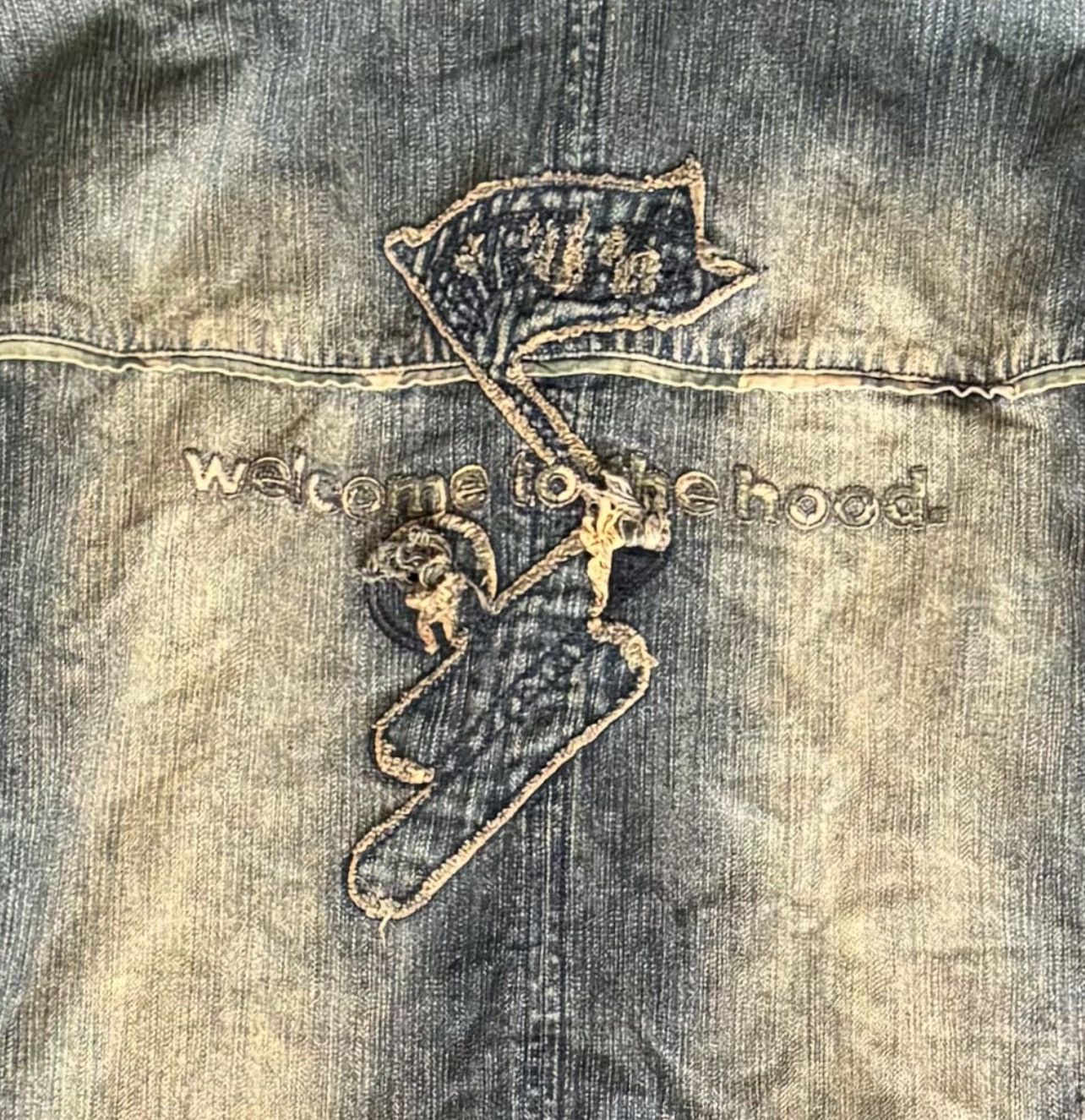 Vintage 🇺🇸 Arme Welcome to the hood Y2K vintage denim coat jacket Size US XL / EU 56 / 4 - 4 Thumbnail