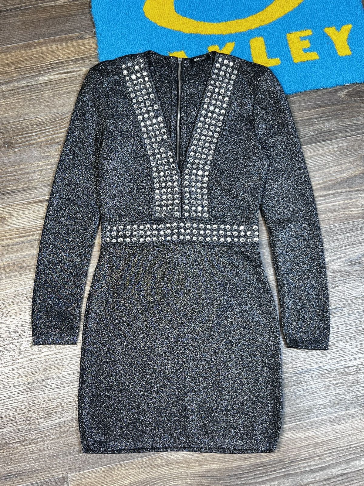 Balmain Balmain Metallics Lurex Knit Crystal Embellished Mini Dress Size M / US 6-8 / IT 42-44 - 1 Thumbnail