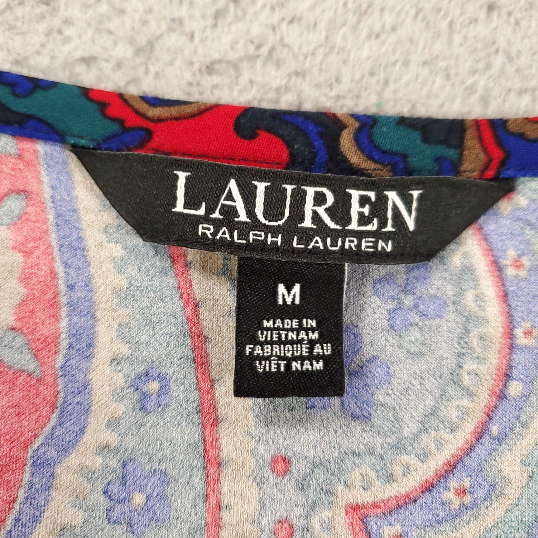 Ralph Lauren Ralph Lauren Tunic Blouse Women Size M Multicolor Paisley Round Neck Long Sleeve Casual Knit Polyester Spandex LRL Size M / US 6-8 / IT 42-44 - 4 Thumbnail