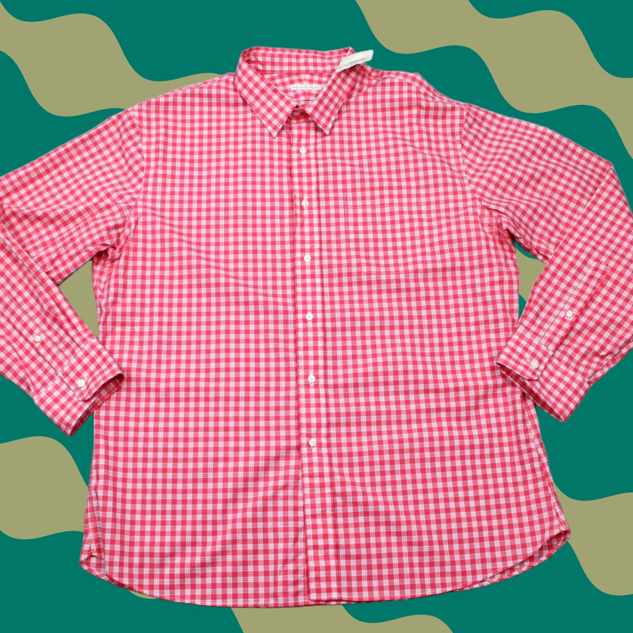 Vintage New England Shirt Company Shirt Mens 2XL Pink/White Grid Check L/S Cotton Size US XXL / EU 58 / 5 - 1 Thumbnail