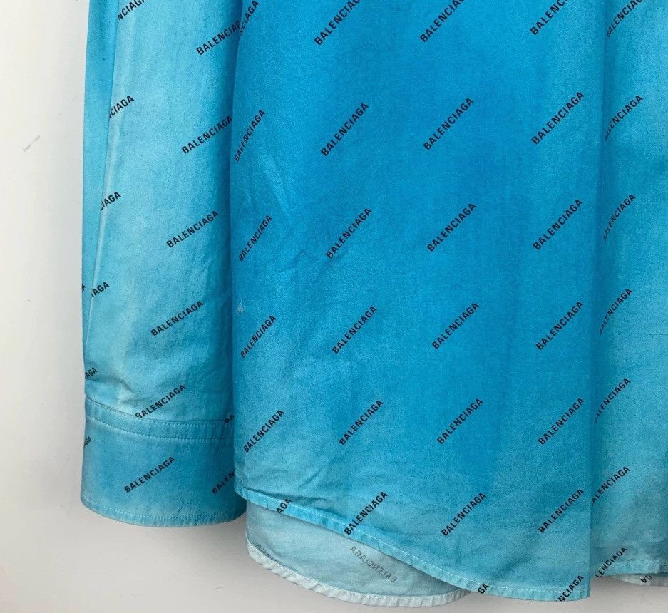 Balenciaga Balenciaga BB embroidered logo full print blue gradient lo Size 40R - 4 Thumbnail