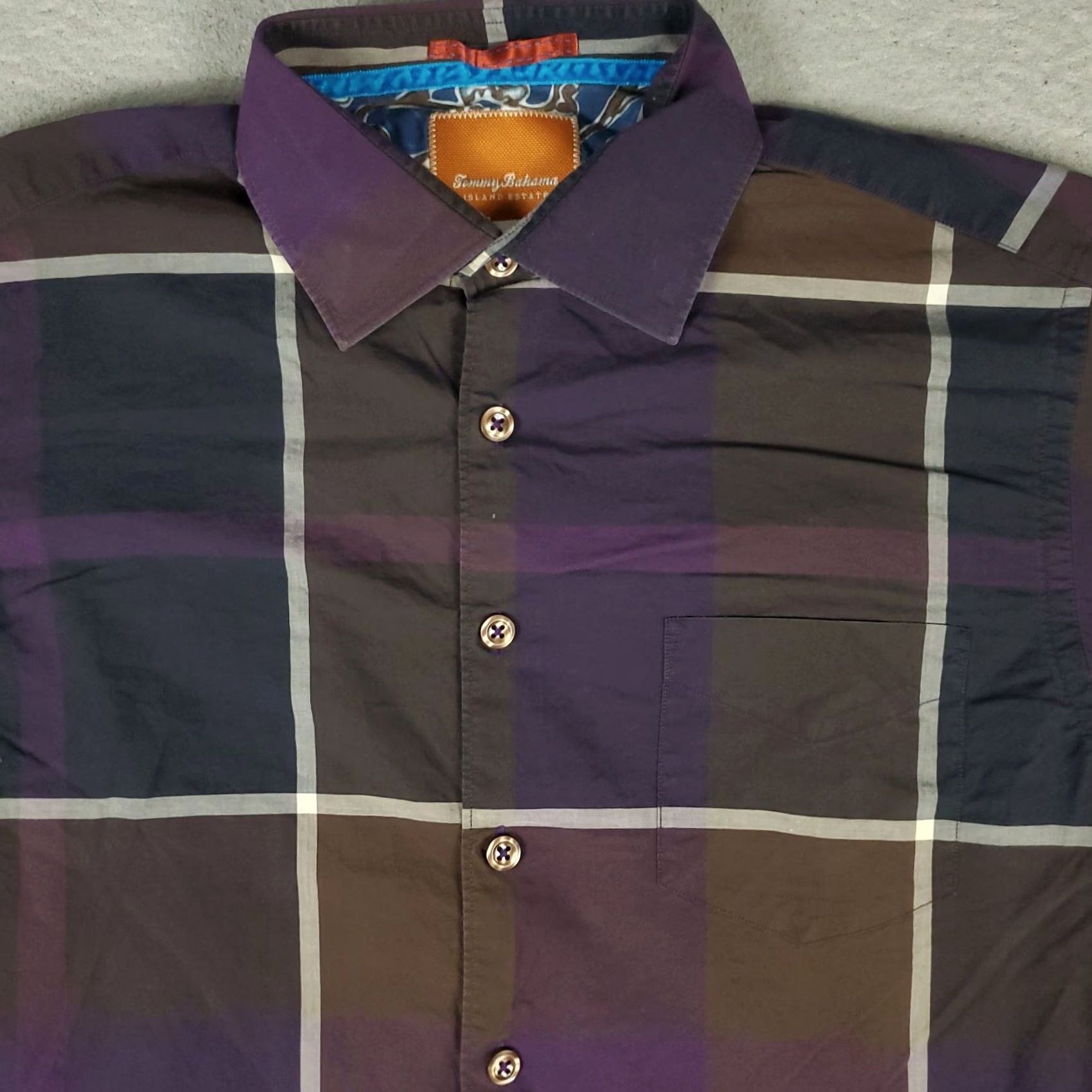 Tommy Bahama Tommy Bahama Shirt Mens Large Blue Purple Plaid Cotton Button Up Long Sleeve Size US L / EU 52-54 / 3 - 2 Thumbnail