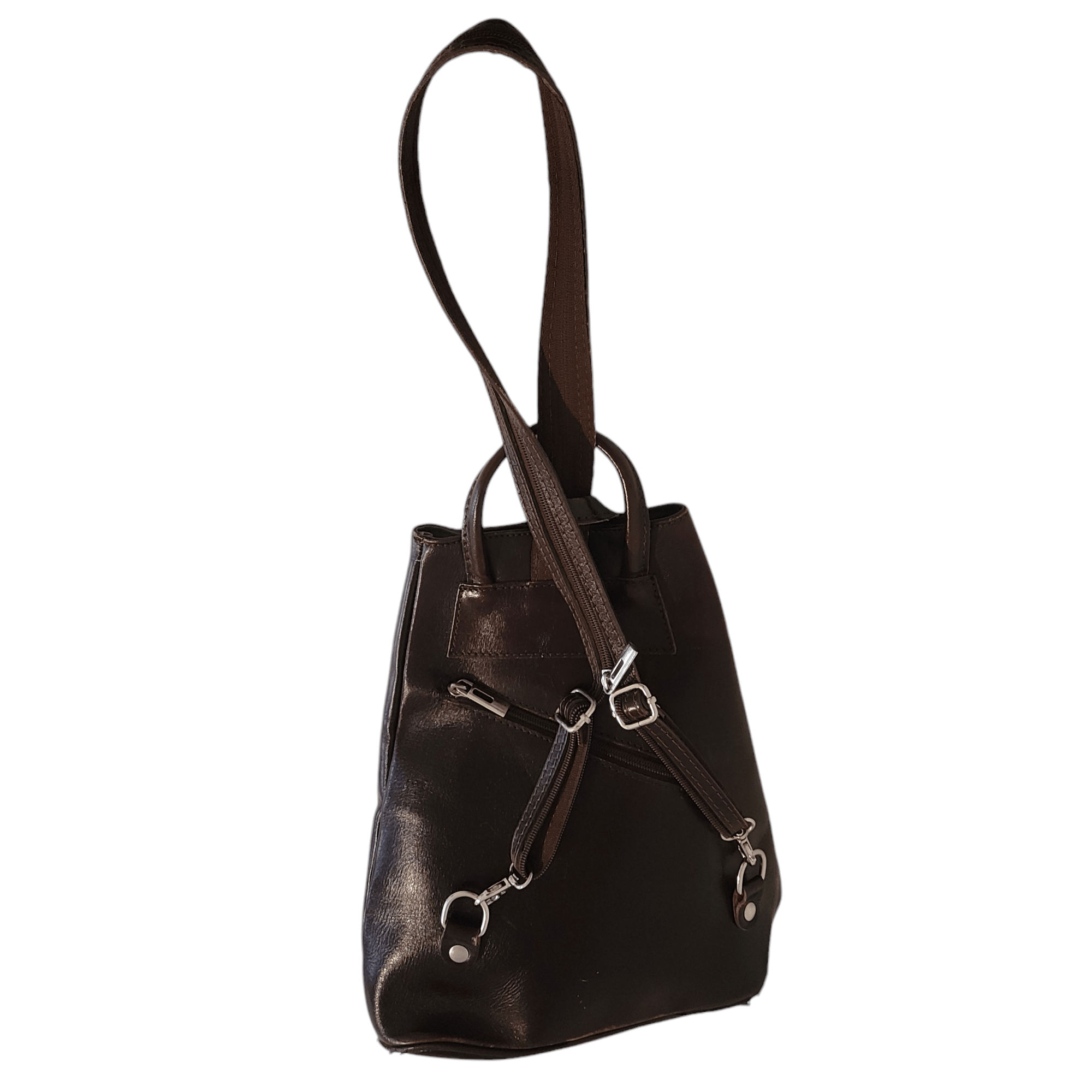 NBDN Nobrandedon Vintage Brown Leather Backpack Medium Shoulder Bag Size ONE SIZE - 12 Thumbnail