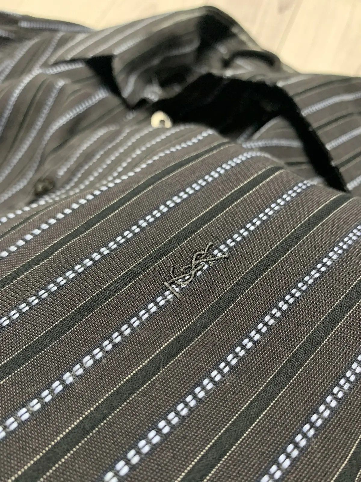 Yves Saint Laurent Vintage striped shirt Yves Saint Laurent grey size XL Size US XL / EU 56 / 4 - 3 Thumbnail