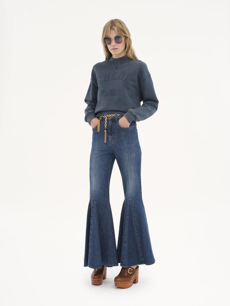 Chloe oc11z0226 Short Logo Sweatshirt in Blue Size S / US 4 / IT 40 - 2 Thumbnail