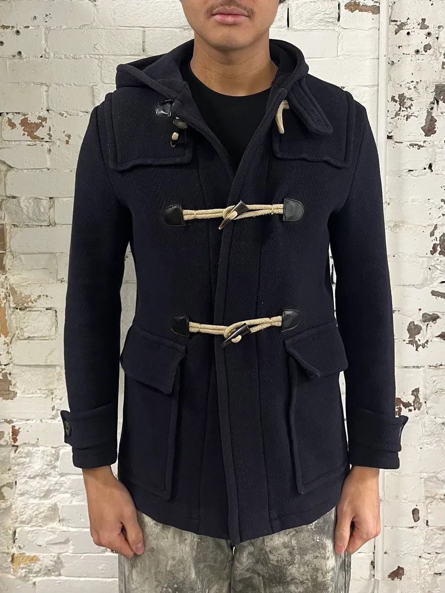 Prada 2000s Prada Navy Wool Horne Buckle Mongolian Hooded Jacket Size US S / EU 44-46 / 1 - 2 Thumbnail