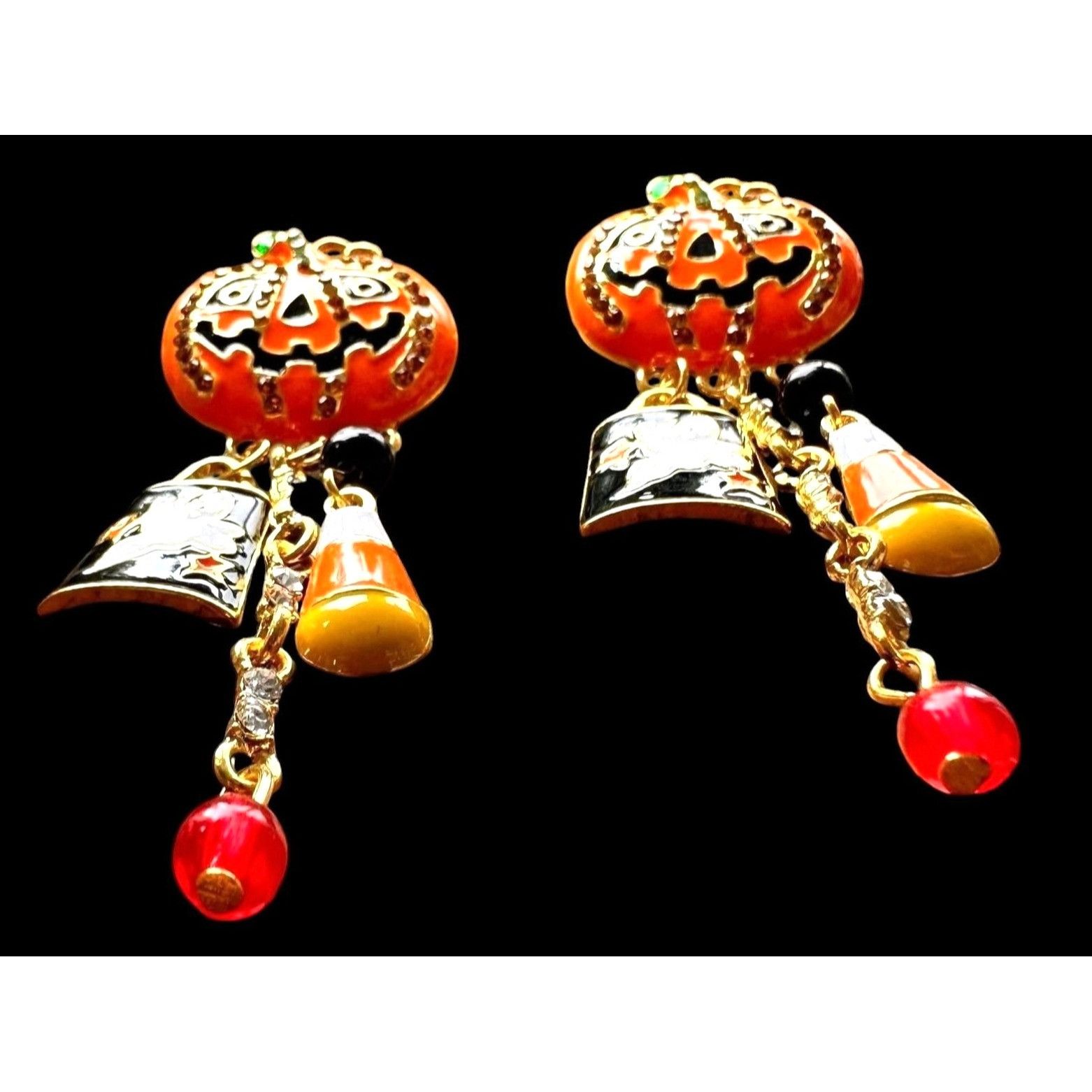 Handmade Halloween Earrings New Jack O Lantern Candy Corn Ghost Beads Size ONE SIZE - 4 Thumbnail