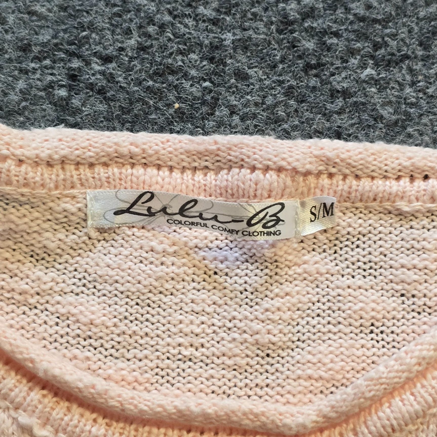 Vintage Lulu B Sweater Womens M Pink Textured Knit Round Neck Pocket Casual Basic Size M / US 6-8 / IT 42-44 - 3 Thumbnail